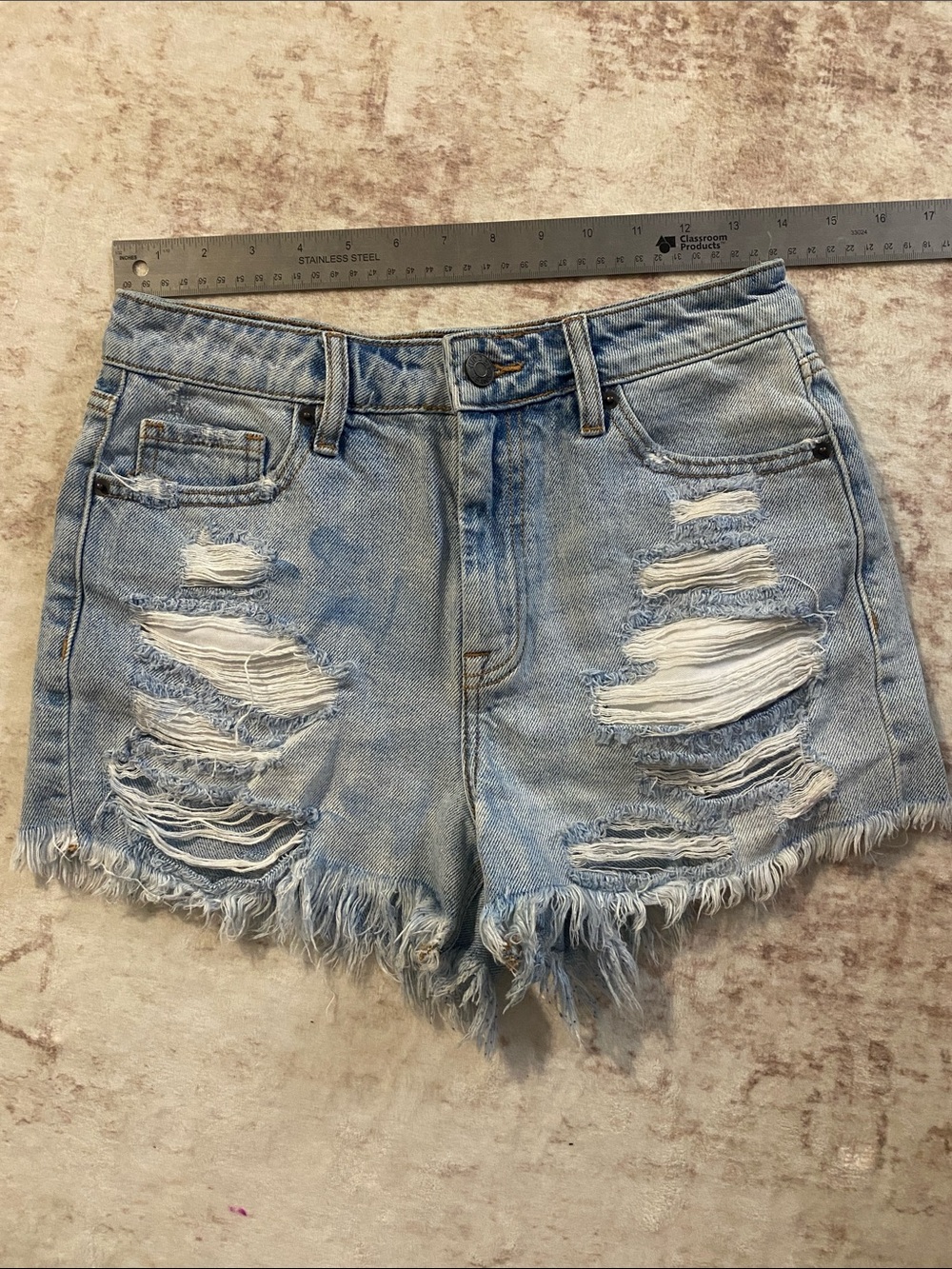 HIDDEN Light Blue Distressed Denim Shorts SMALL